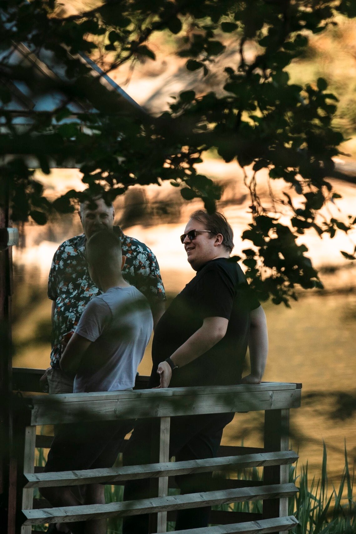 lakeside conversation portrait